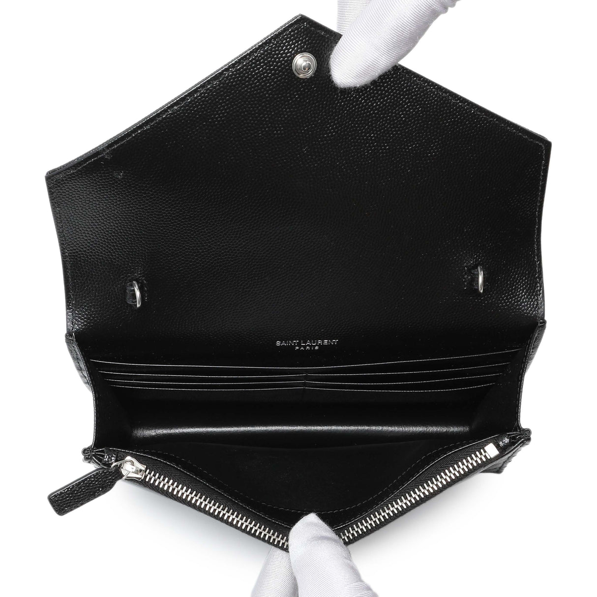 Saint Laurent Black Grain De Poudre Envelope Chain Wallet Handbags Saint Laurent