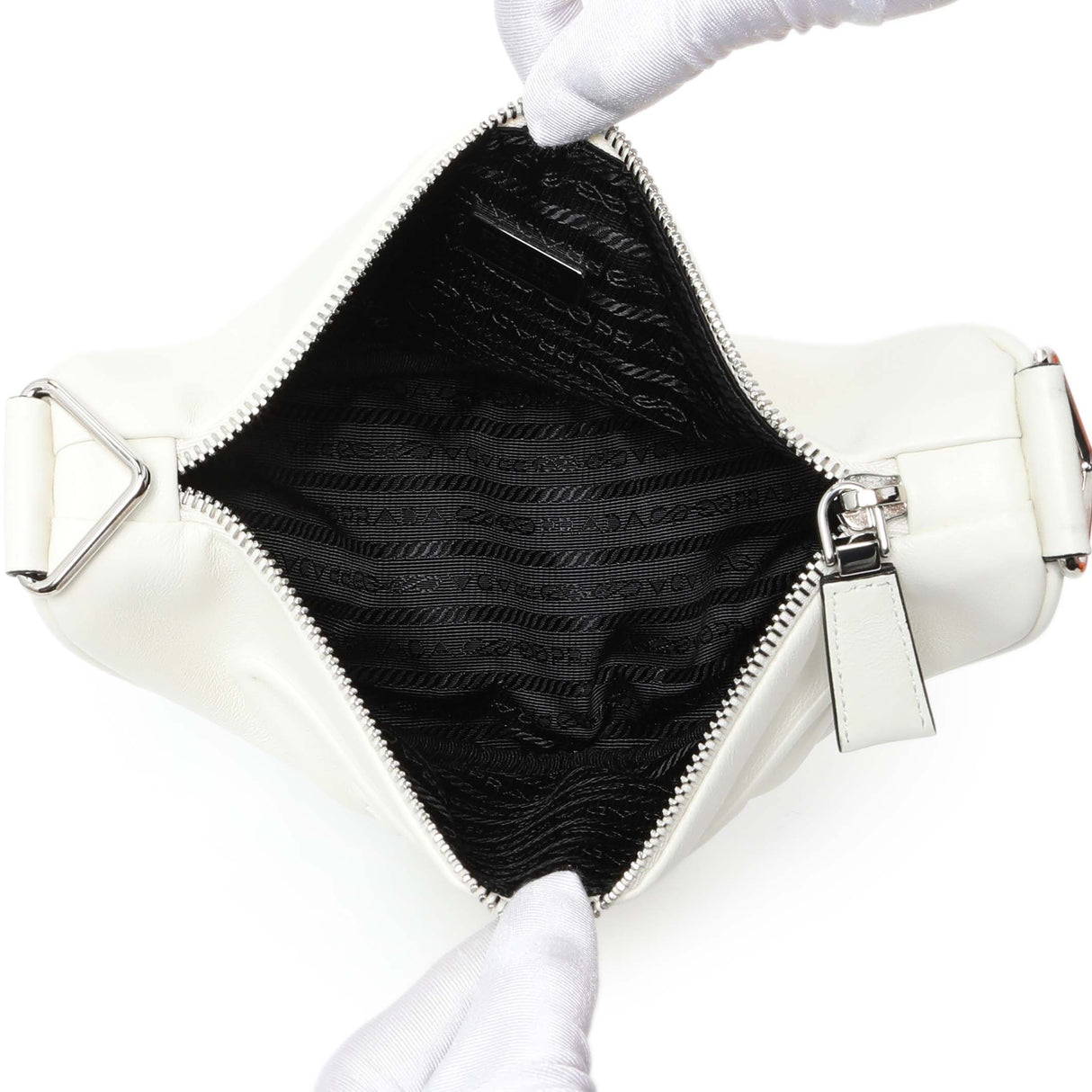 Prada White Grace Lux Triangle Shoulder Bag