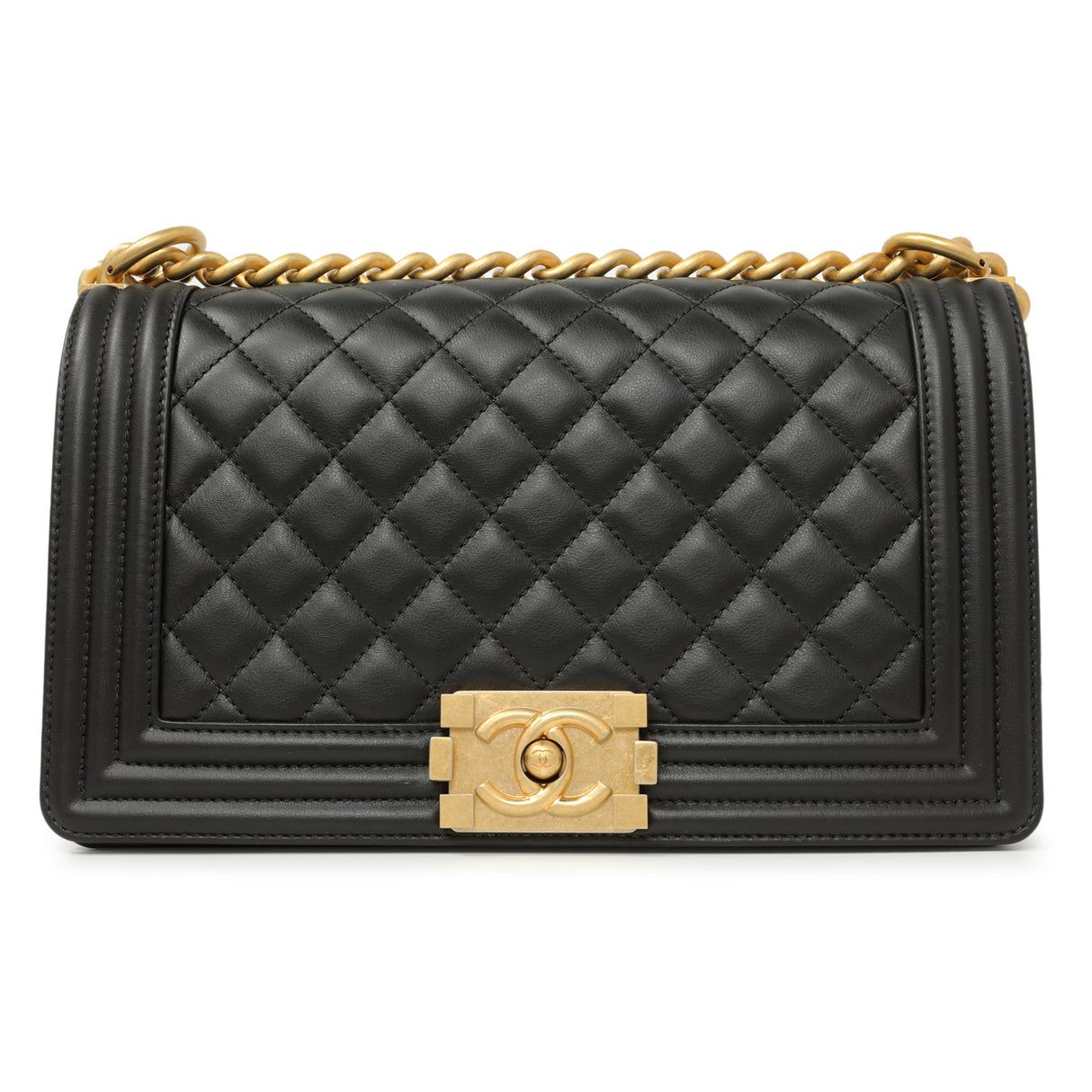 Chanel Black Quilted Calfskin Medium Boy Bag Handbags Chanel