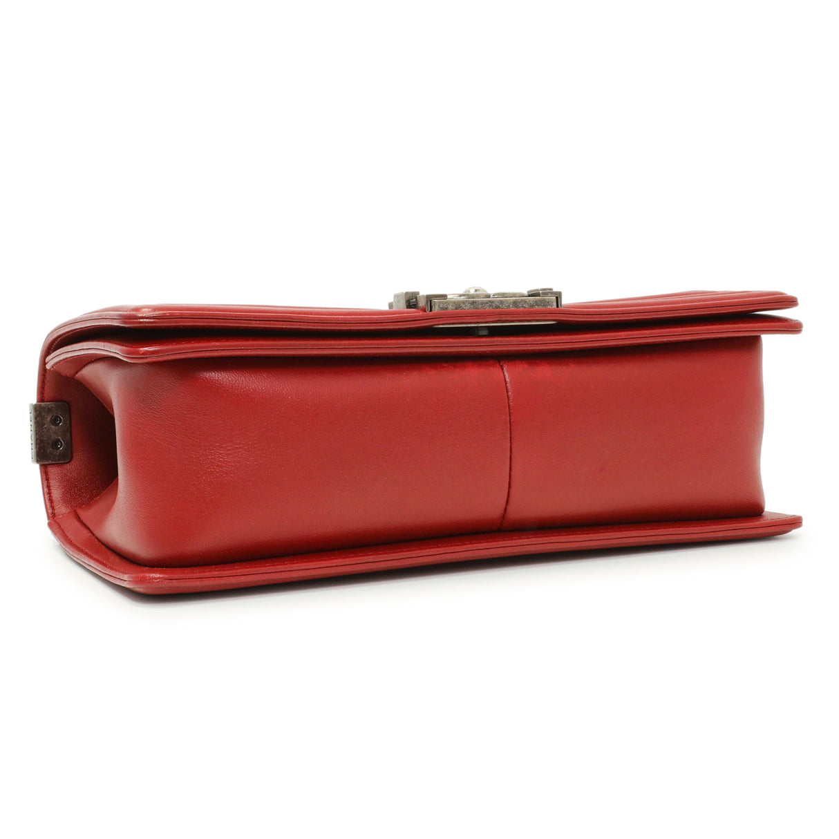 Chanel Red Quilted Calfskin Medium Boy Flap Handbags Chanel