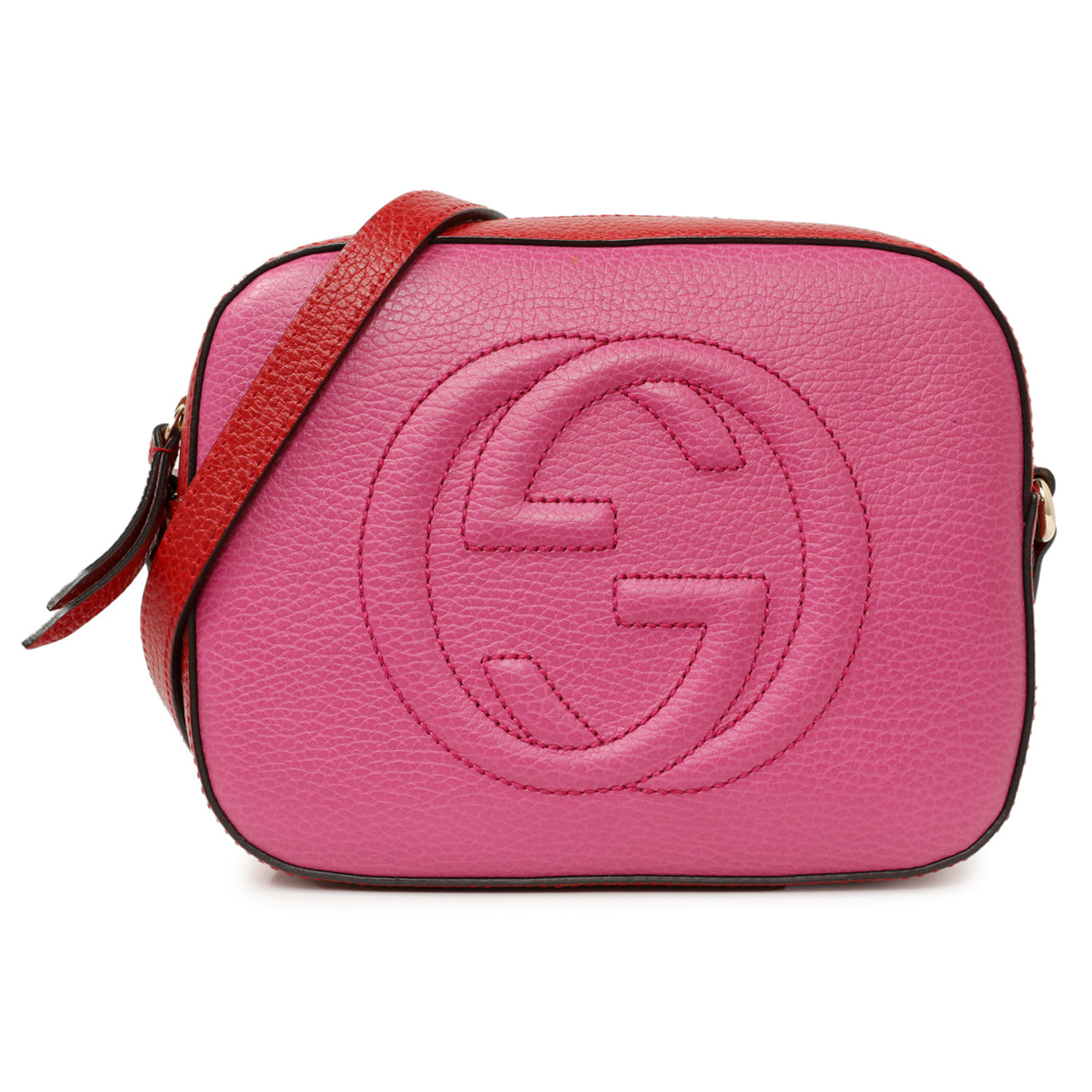 Gucci New Rosette Hibiscus Red Calfskin Small Soho Disco Bag Handbags Gucci
