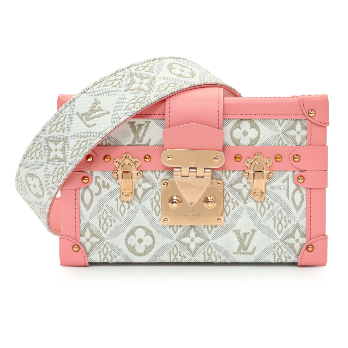 Louis Vuitton Pink Jacquard Since 1854 Petite Malle Handbags Louis Vuitton