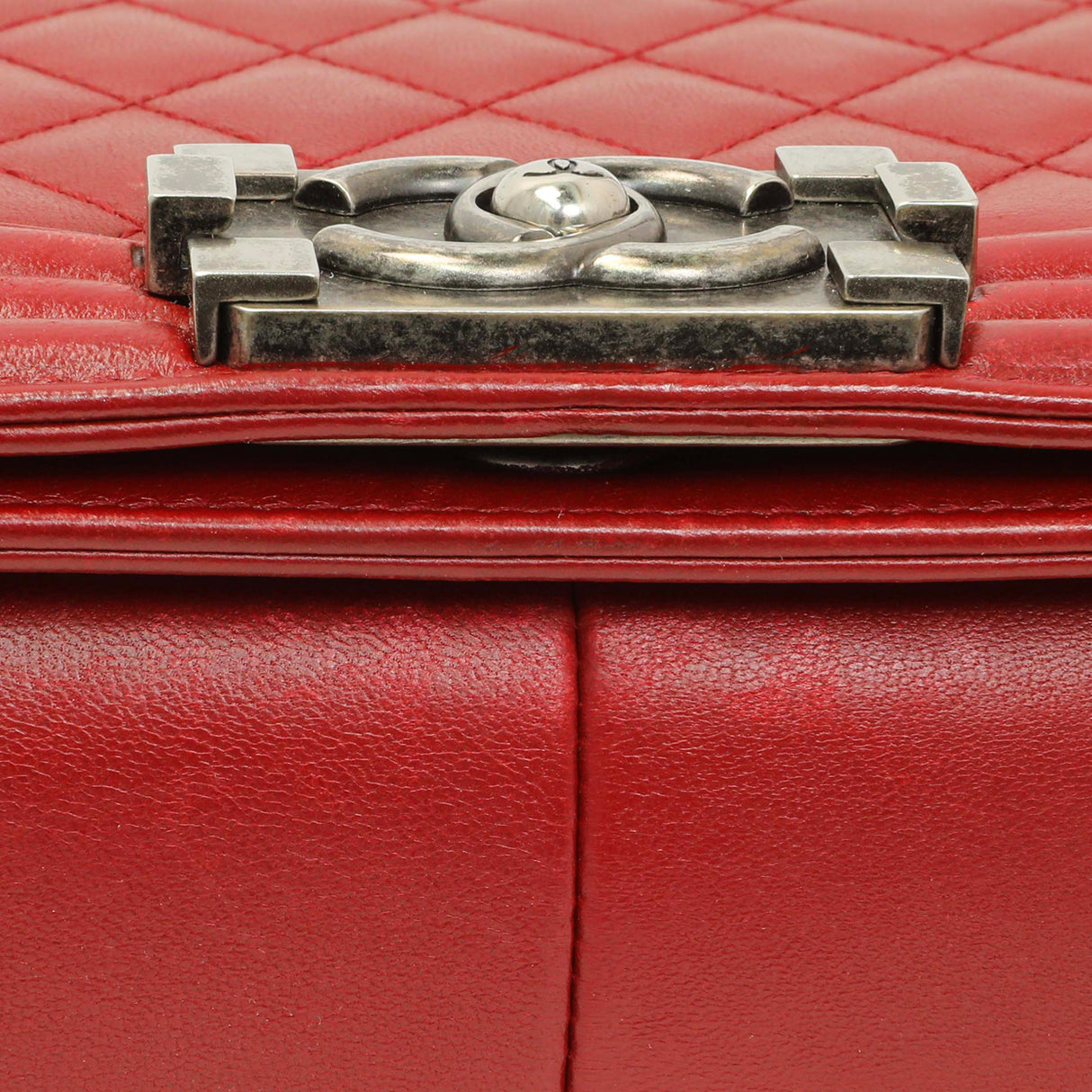 Chanel Red Quilted Calfskin Medium Boy Flap Handbags Chanel