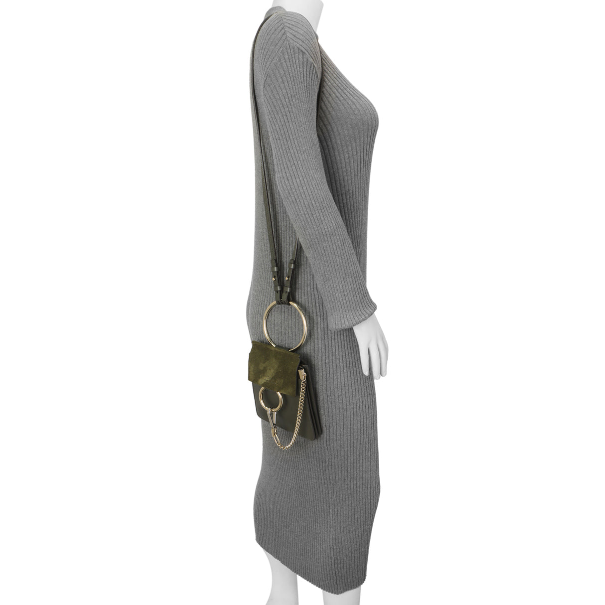 Chloe Deep Forest Calfskin Suede Mini Faye Bracelet Bag Handbags Chloe