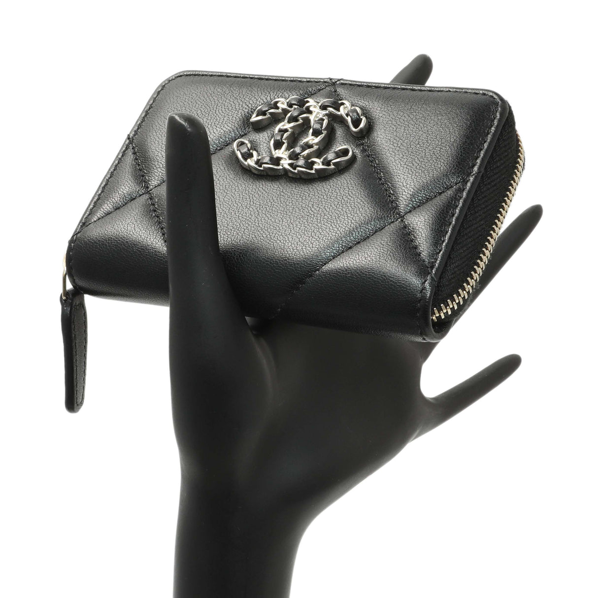 Chanel Black Quilted Lambskin Zip Around 19 Coin Purse Accessories Chanel