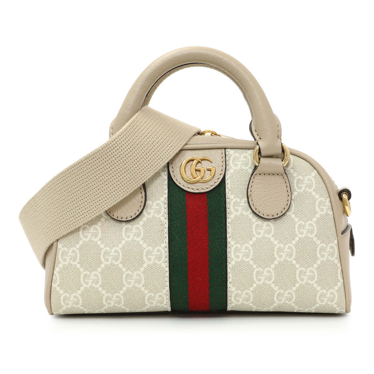 Gucci Supreme Monogram Dollar Calfskin Web Mini Ophidia Top Handle Bowler Bag Handbags Gucci