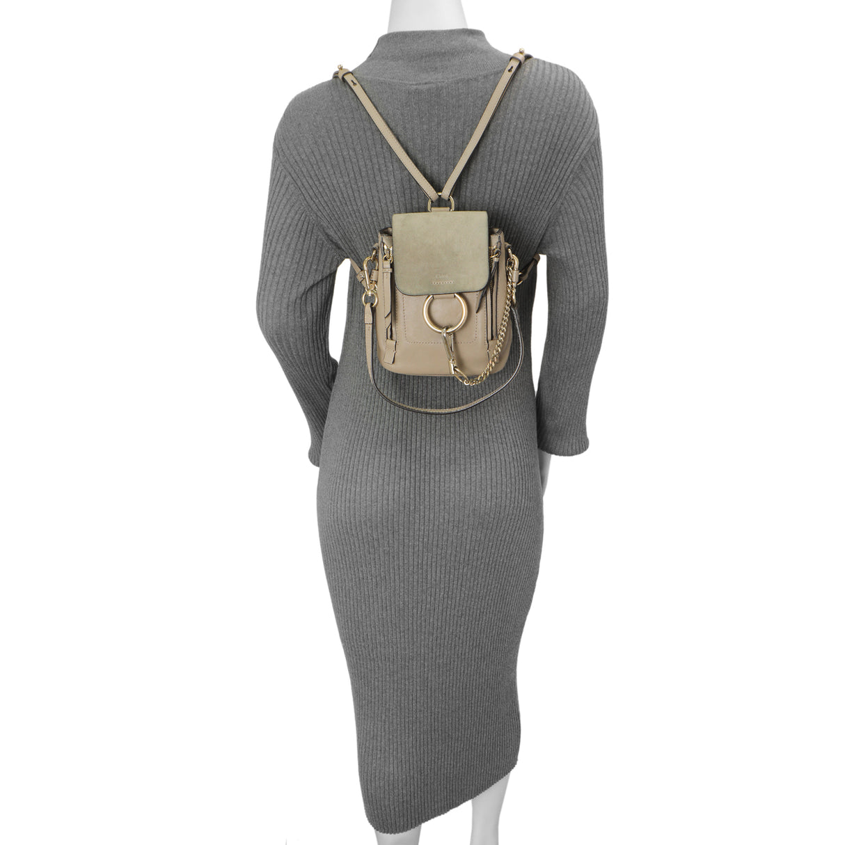 Chloe Grey Suede Calfskin Mini Faye Backpack Handbags Chloe