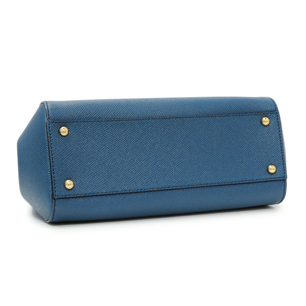 Dolce & Gabbana Blue Grained Calfskin Medium Miss Sicily Satchel Handbags Dolce & Gabbana