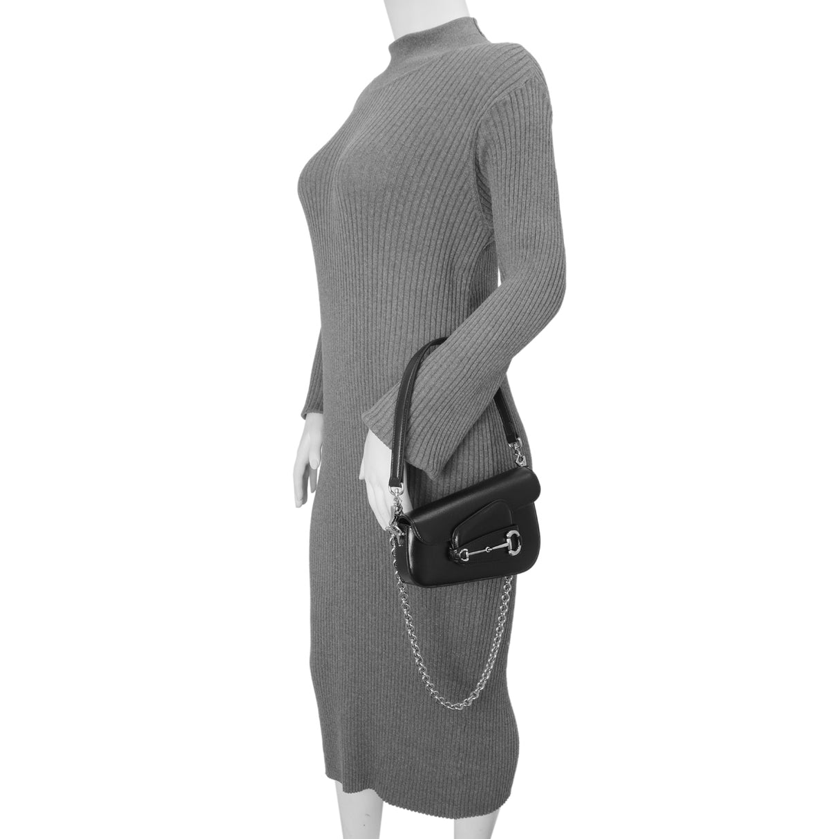 Gucci Black Calfskin Mini Horsebit 1955 Asymmetric Shoulder Bag Handbags Gucci