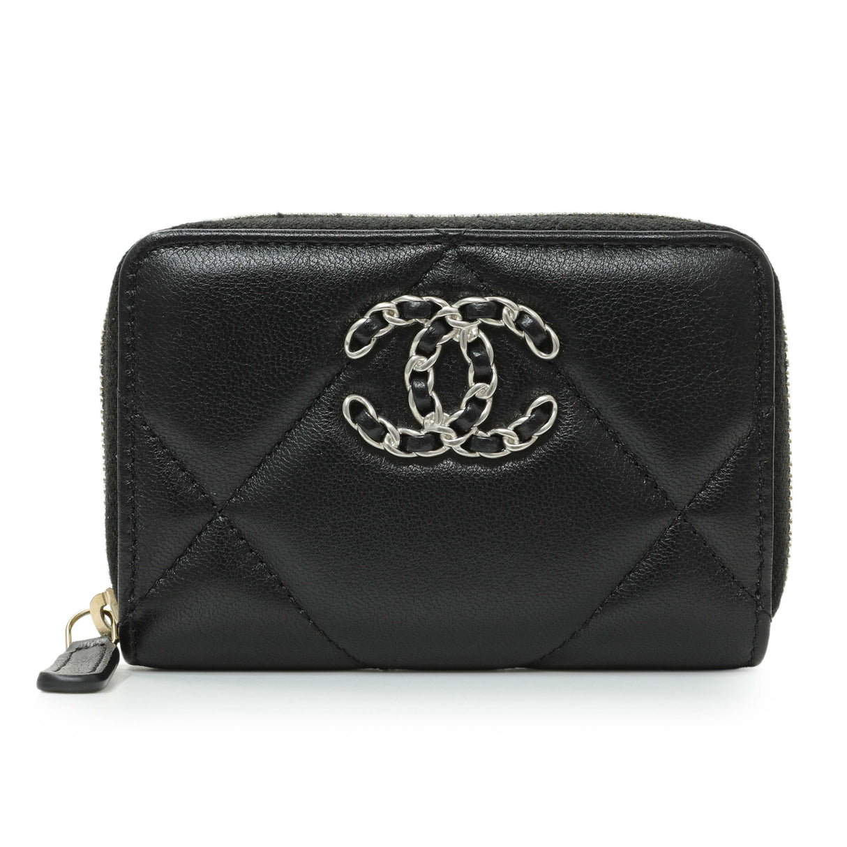 Chanel Black Quilted Lambskin Zip Around 19 Coin Purse Accessories Chanel