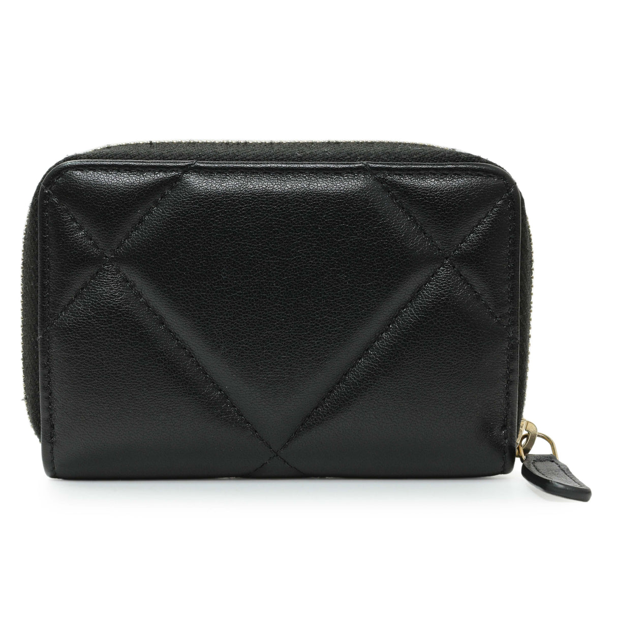 Chanel Black Quilted Lambskin Zip Around 19 Coin Purse Accessories Chanel