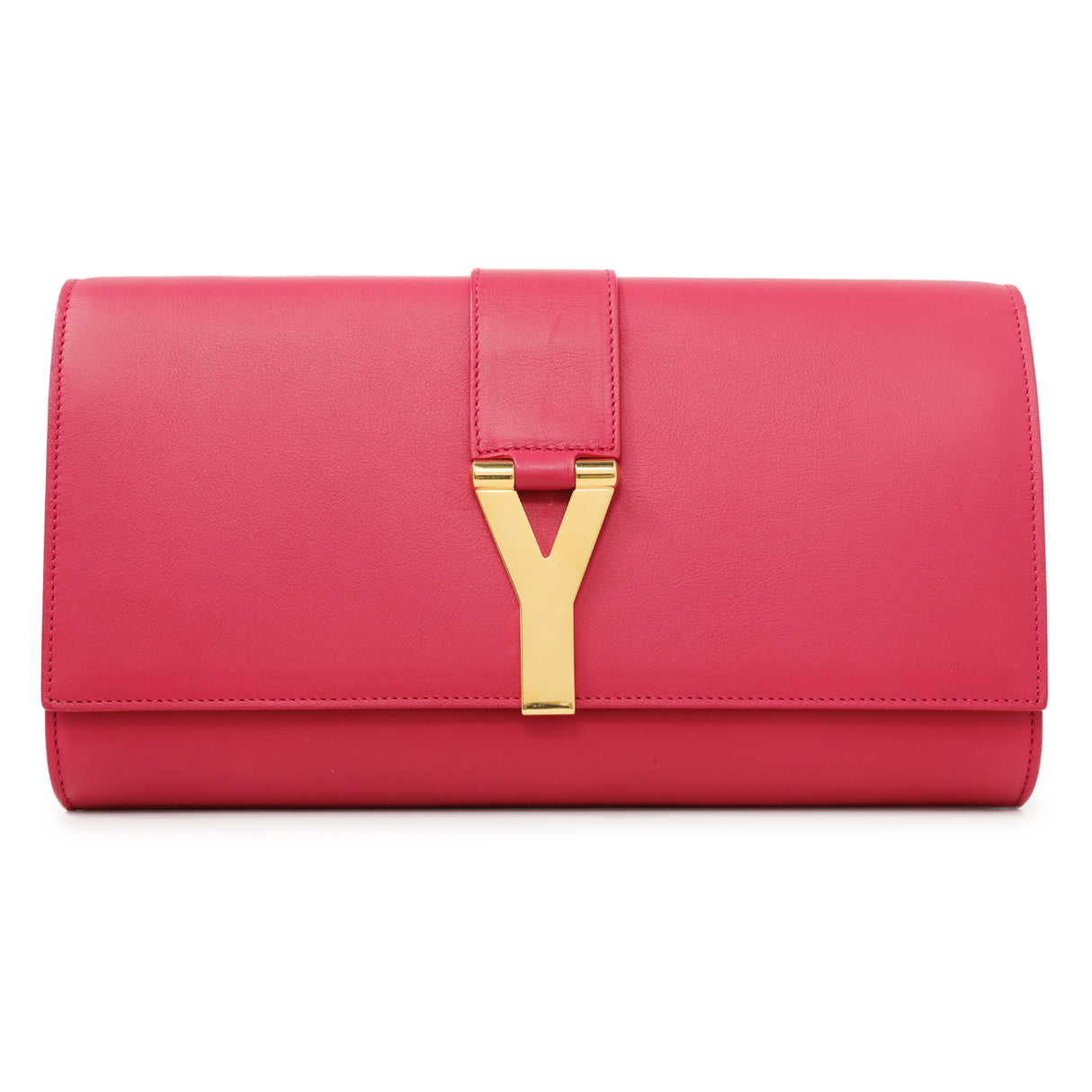Saint Laurent Pink Calfskin Y Ligne Clutch Handbags Saint Laurent