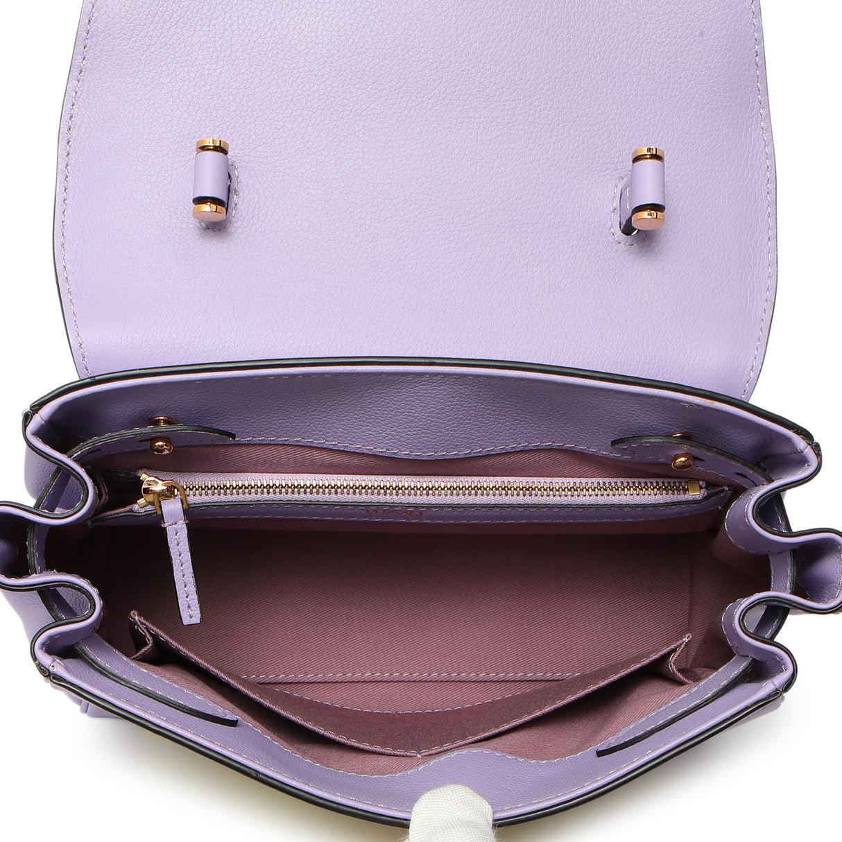 Versace Lilac Yellow Calfskin Canvas Houndstooth Medium La Medusa Top Handle Bag Handbags Versace