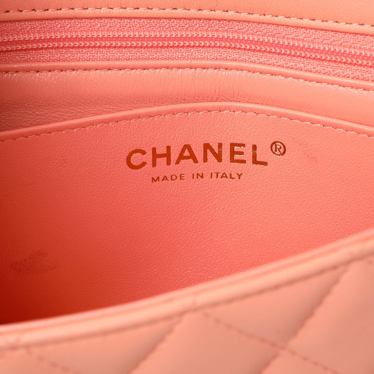 Chanel Light Orange Lambskin Mini Rectangular Classic Flap Bag Handbags Chanel