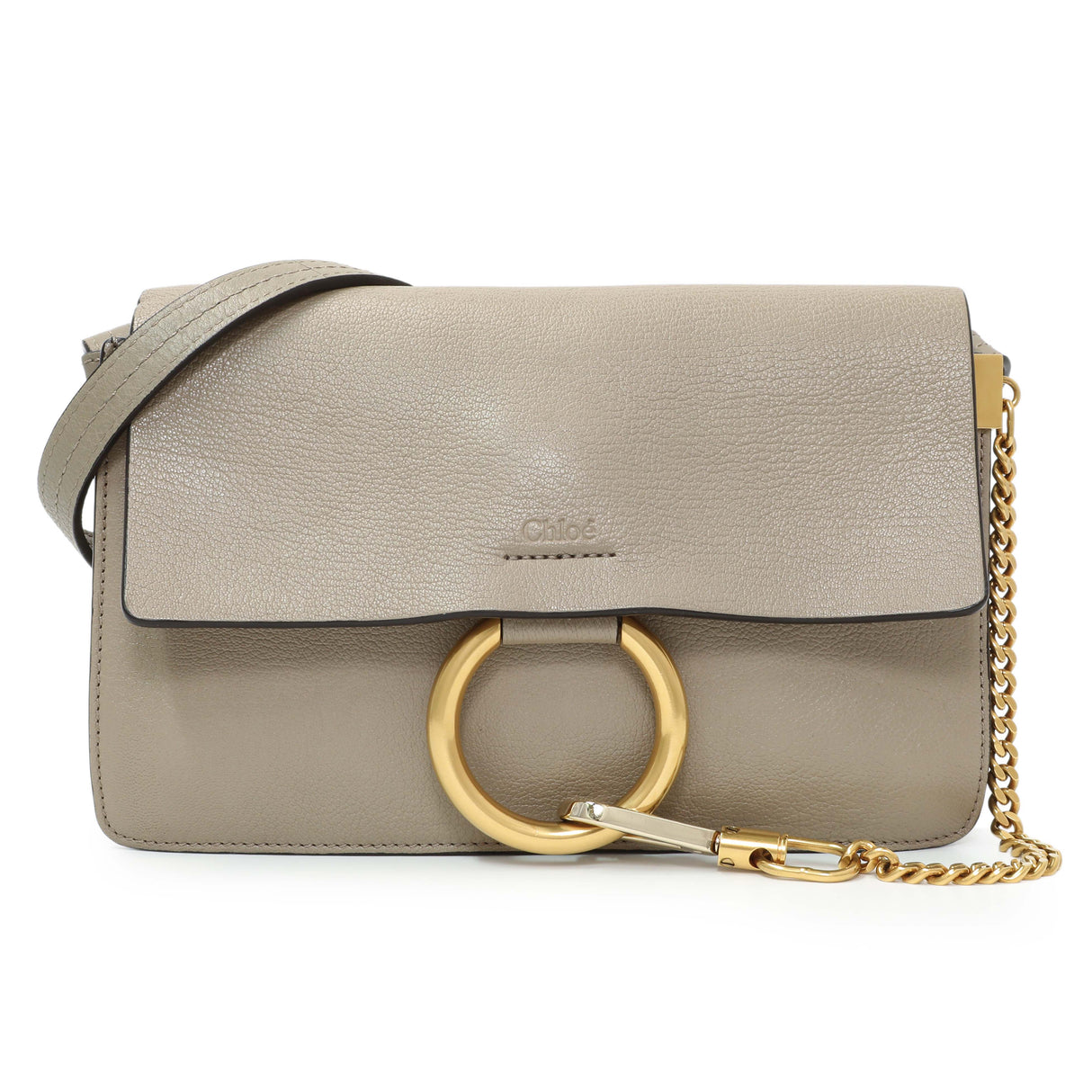 Chloe Motty Grey Grained Calfskin Small Faye Shoulder Bag Handbags Chloe