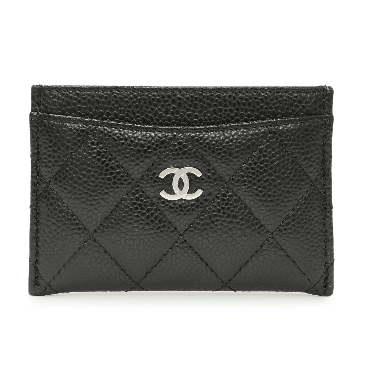 Chanel Black Quilted Caviar Card Holder Accessories Chanel