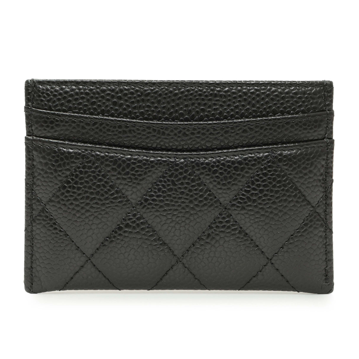 Chanel Black Quilted Caviar Card Holder Accessories Chanel