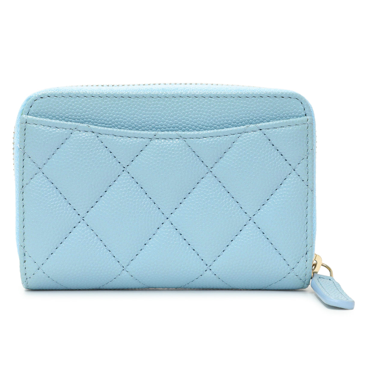 Chanel Blue Quilted Caviar Zip Coin Purse Accessories Chanel