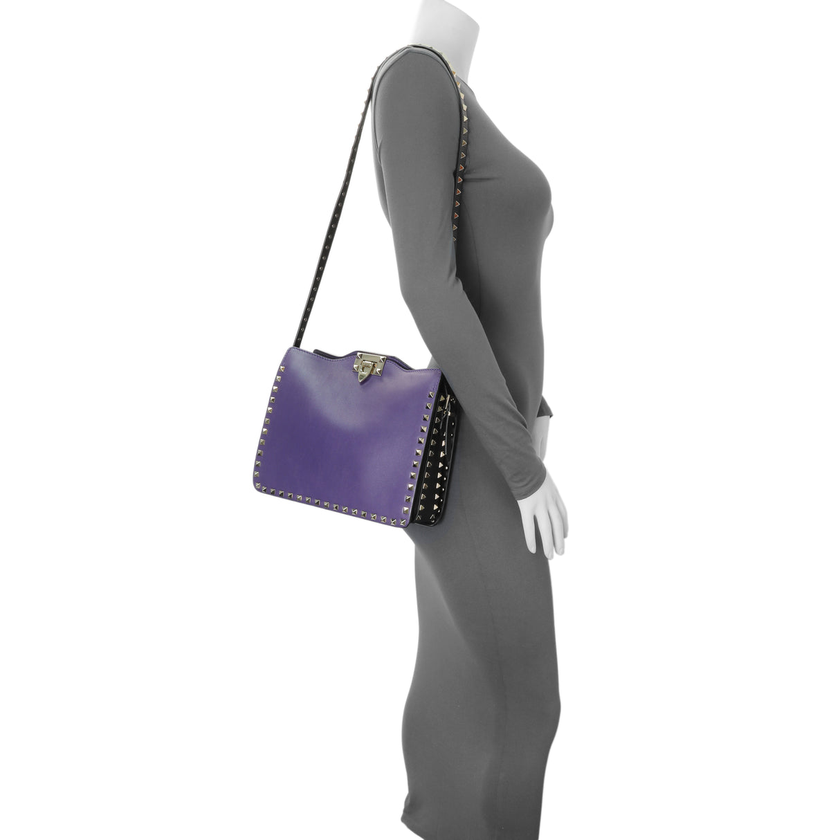 Valentino Purple Calfskin Rockstud Crossbody Handbags Valentino