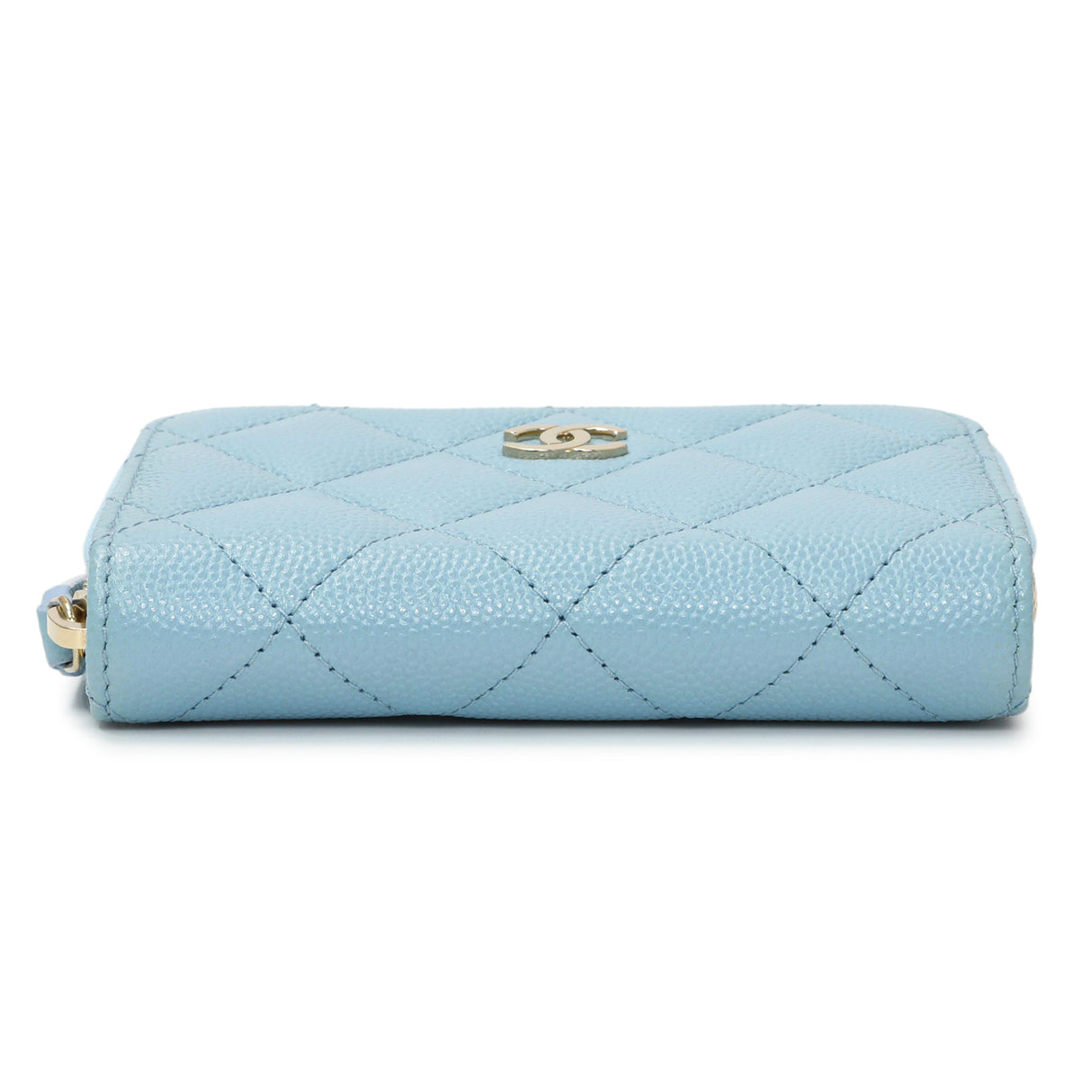 Chanel Blue Quilted Caviar Zip Coin Purse Accessories Chanel