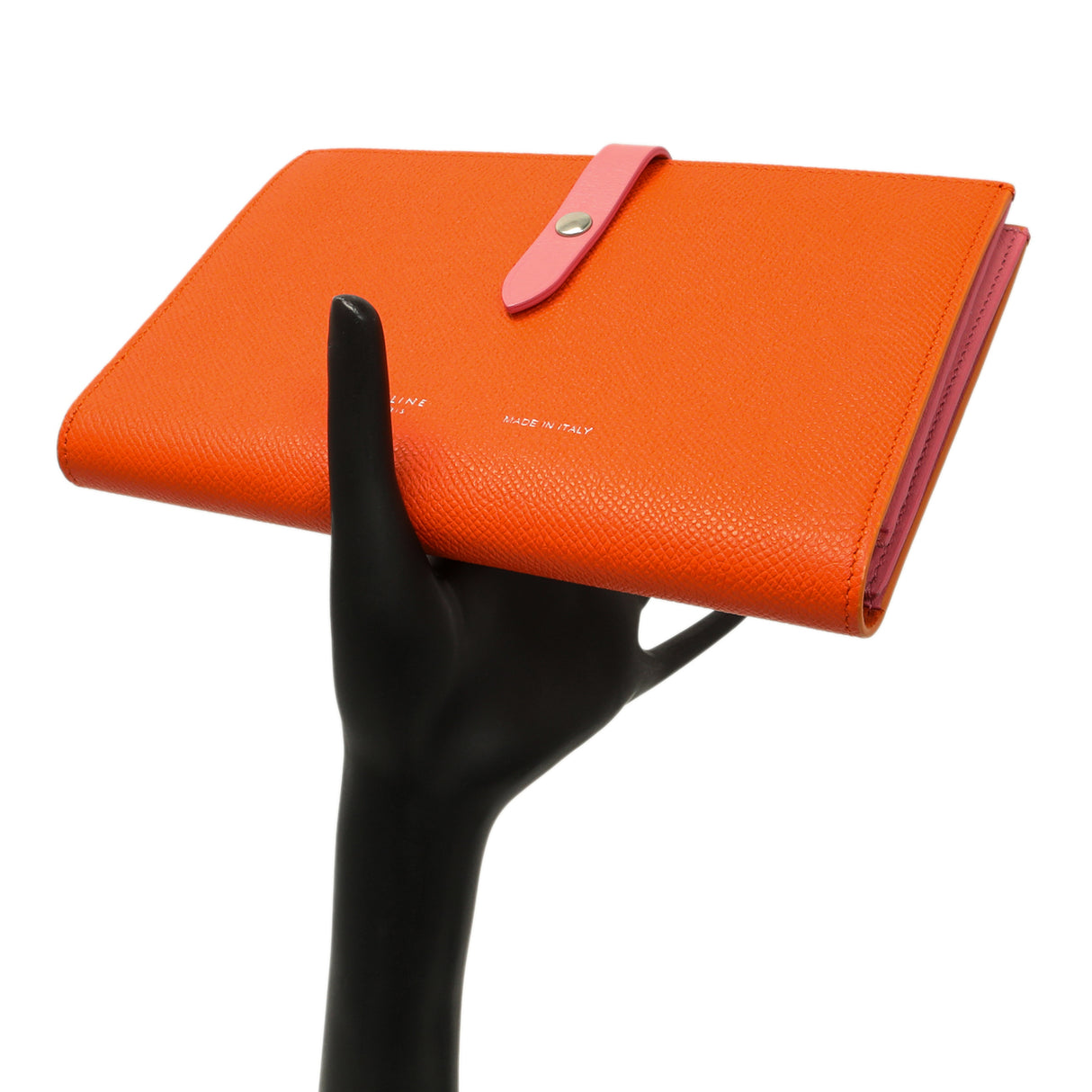 Celine Orange Grained Calfskin Large Multifunction Strap Wallet Accessories Celine