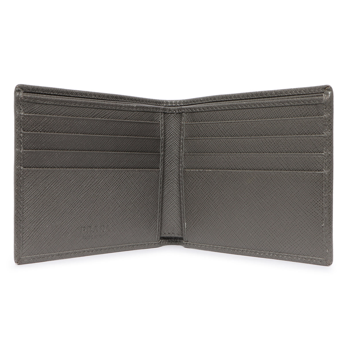 Prada Grey Saffiano Bifold Wallet Accessories Prada