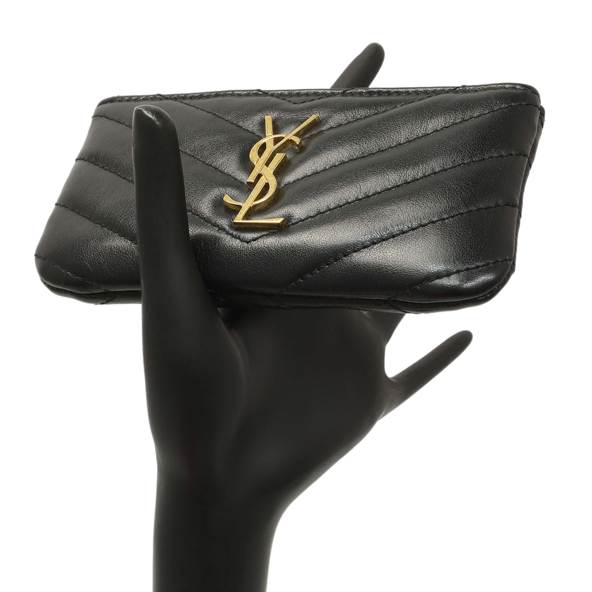 Saint Laurent Black Calfskin Matelasse Monogram Key Pouch Accessories Saint Laurent