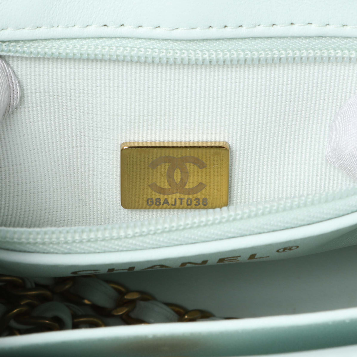 Chanel Light Blue Shiny Aged Calfskin Quilted Nano Kelly Shopper Handbags Chanel