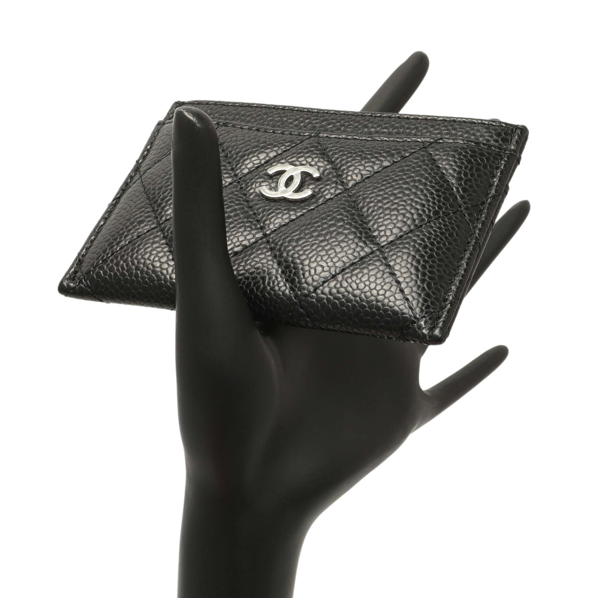 Chanel Black Quilted Caviar Card Holder Accessories Chanel