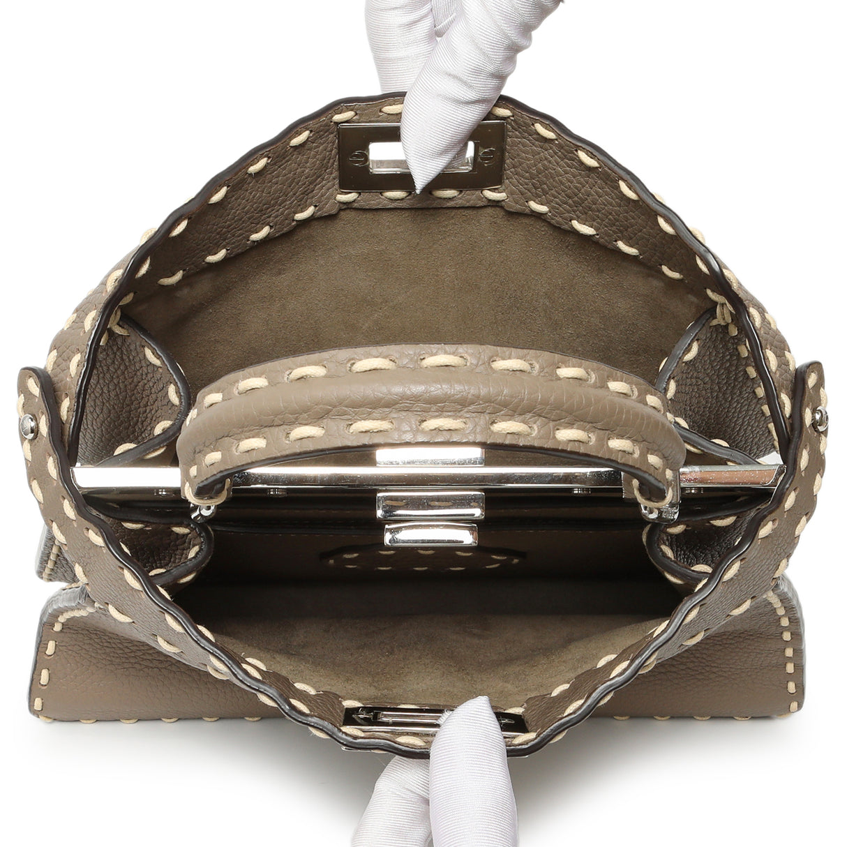 Fendi Cuoio Romano Selleria Small Peekaboo I SEE U Satchel Handbags Fendi