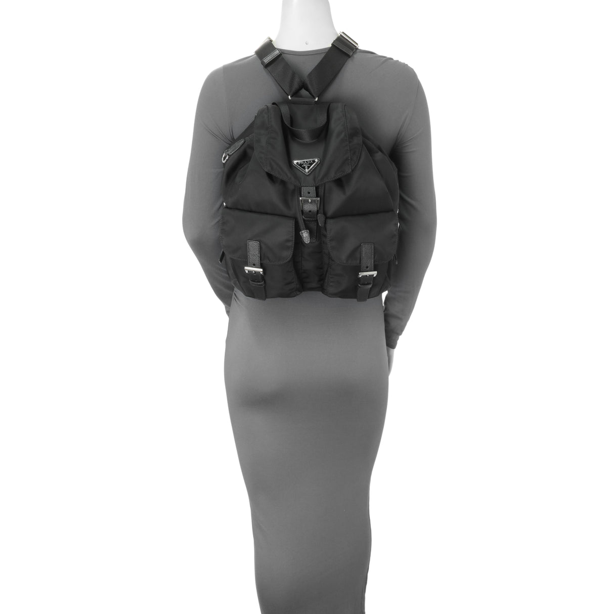 Prada Black Tessuto Nylon Medium Backpack Handbags Prada