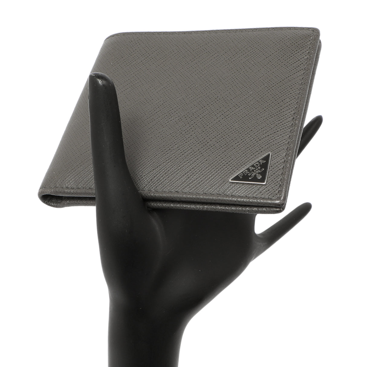 Prada Grey Saffiano Bifold Wallet Accessories Prada
