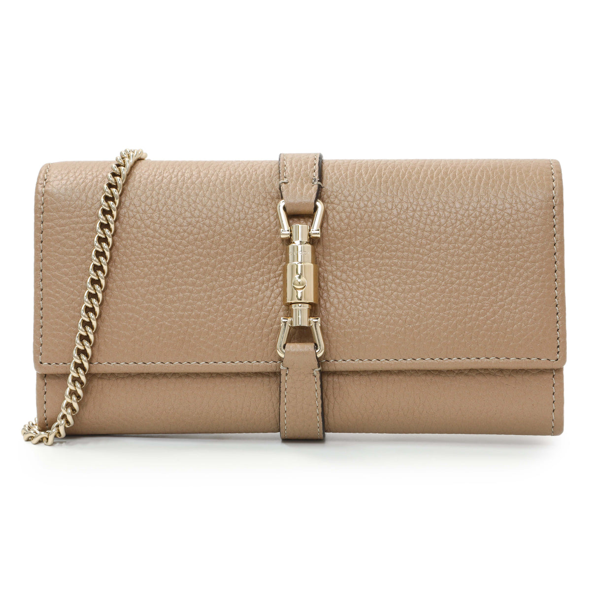 Gucci Beige Pebbled Calfskin Jackie 1961 Chain Wallet Handbags Gucci