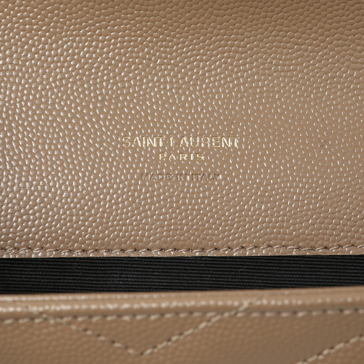 Saint Laurent Dark Beige Grain De Poudre Matelasse Chevron Monogram Cassandre Flap Pouch Handbags Saint Laurent