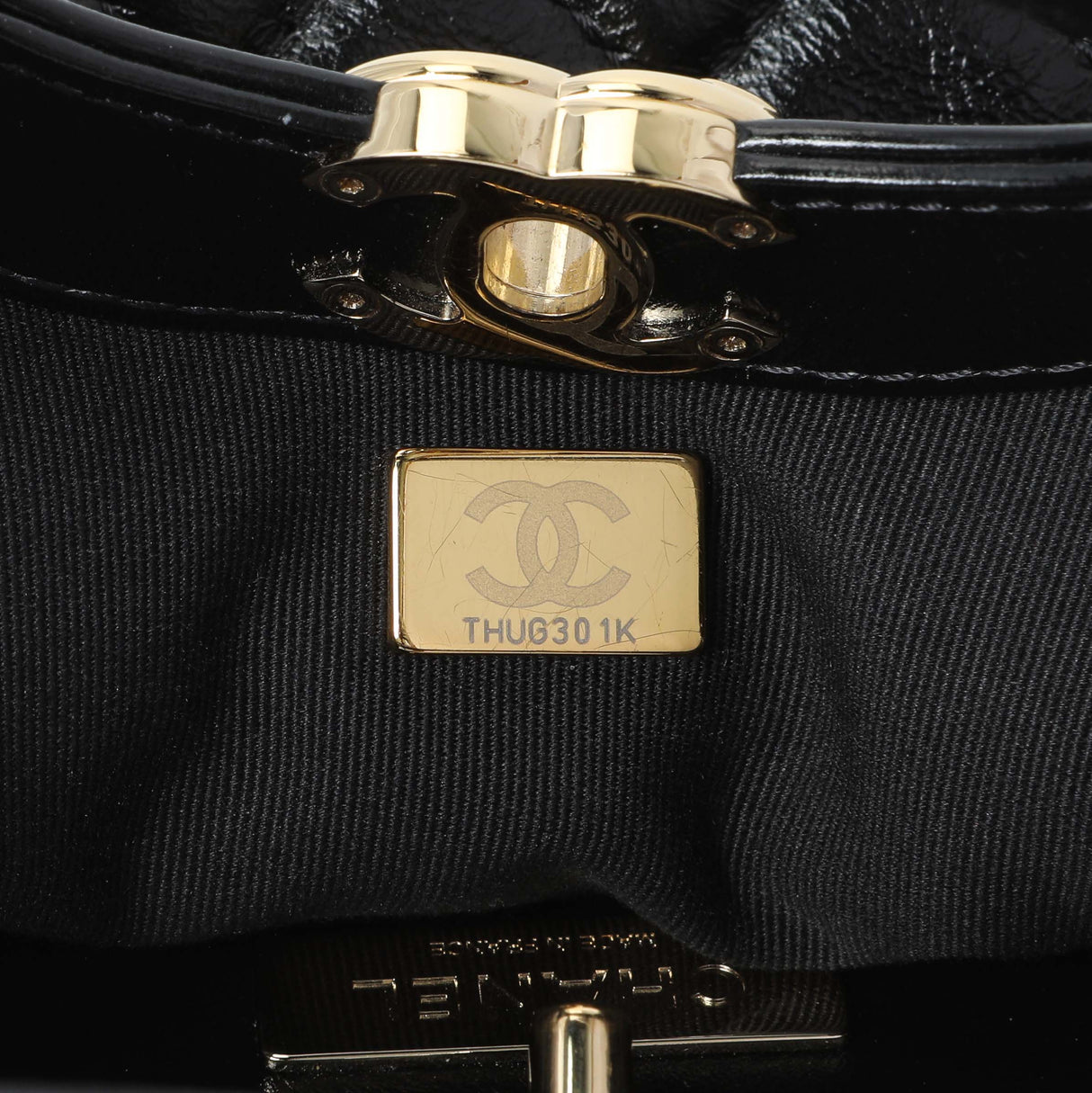 Chanel Black Shiny Crumpled Calfskin Quilted Mini 31 Shopping Bag Handbags Chanel