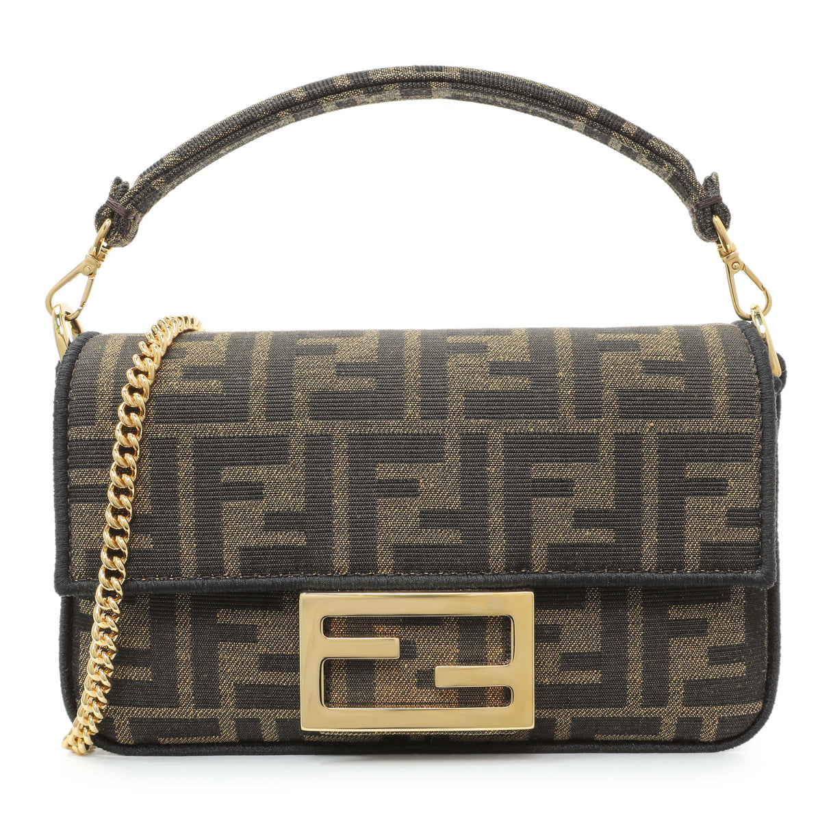 Fendi Fabric Jacquard FF 1974 Mini Baguette Handbags Fendi