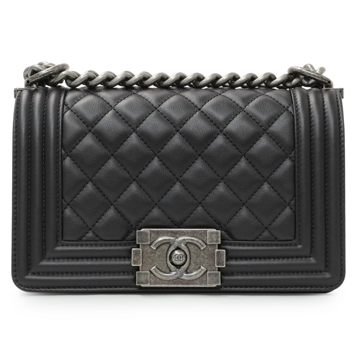 Chanel Black Quilted Calfskin Small Boy Flap Handbags Chanel