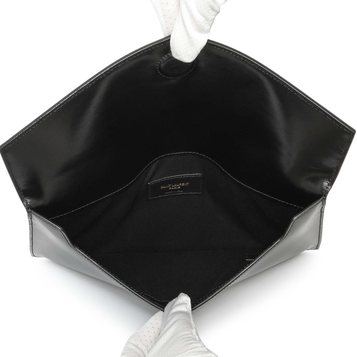 Saint Laurent Black Smooth Shiny Calfskin Monogram Uptown Pouch Handbags Saint Laurent