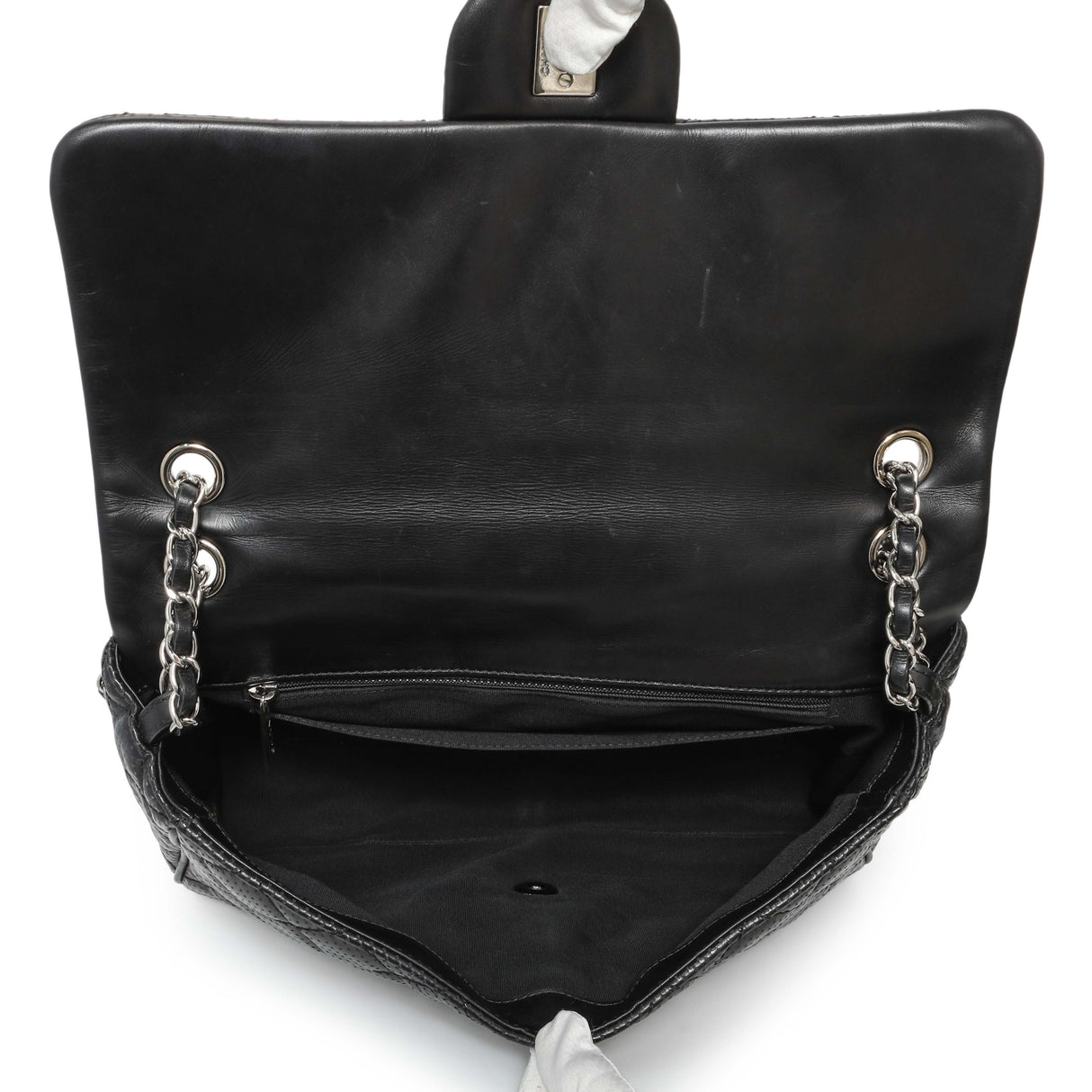 Chanel Black Perforated Lambskin Punch Flap Handbags Chanel