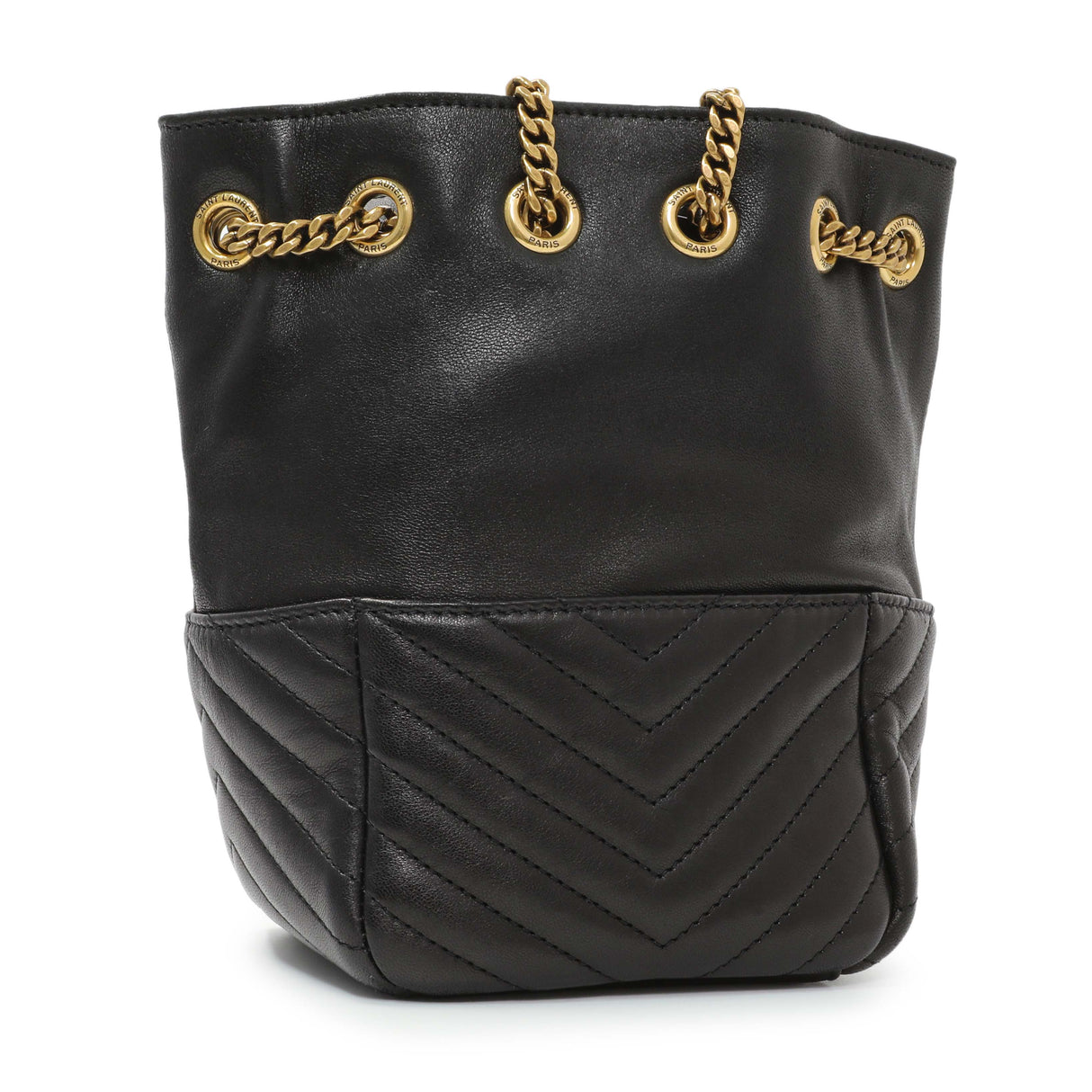 Saint Laurent Black Lambskin Matelasse Monogram Joe Nano Bucket Bag Handbags Saint Laurent