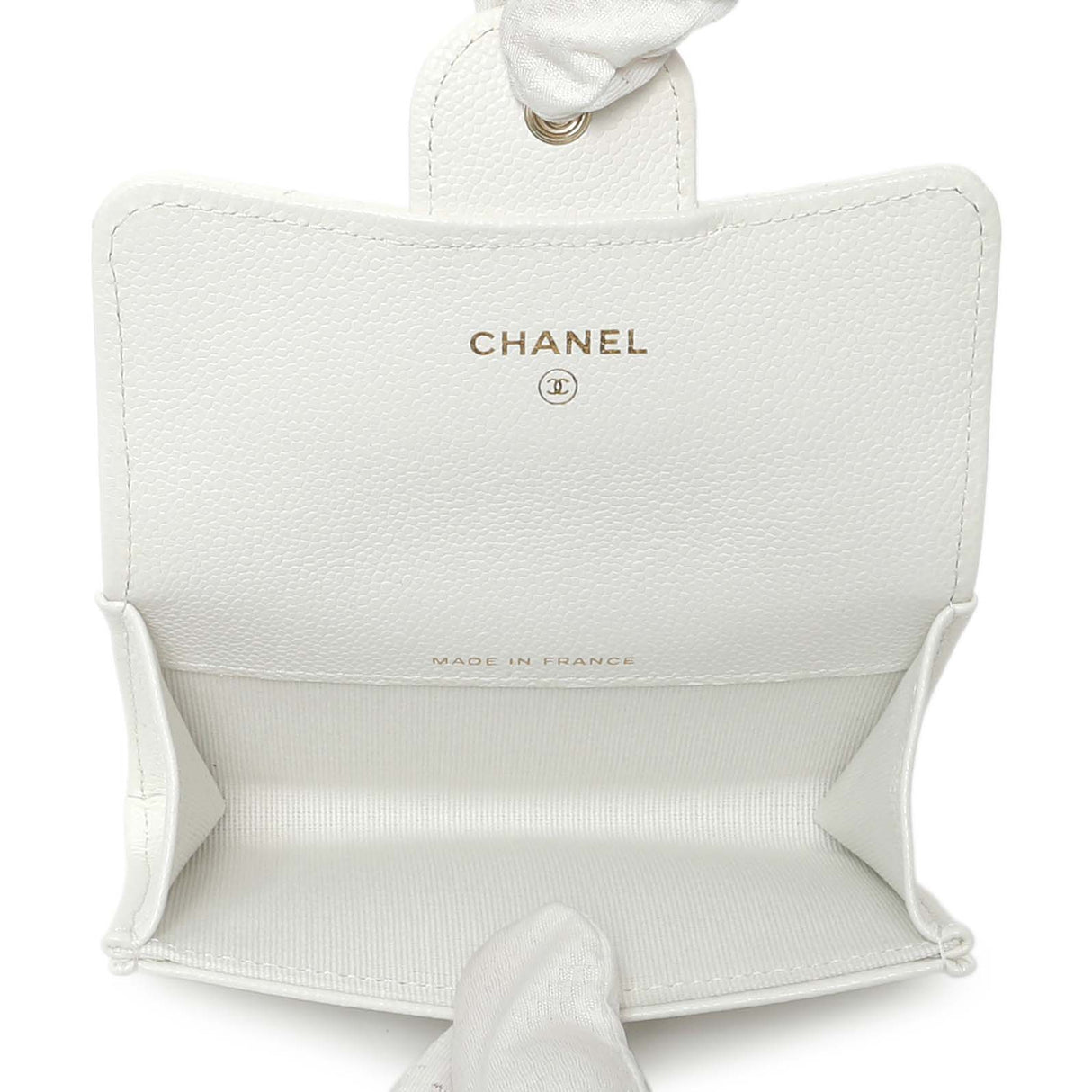 Chanel White Quilted Caviar Flap Card Holder Accessories Chanel