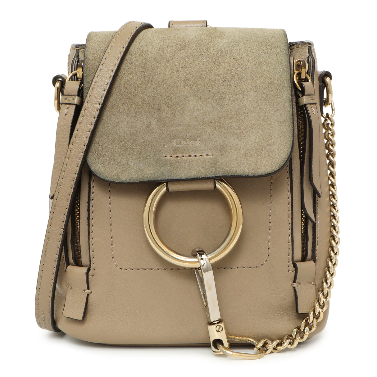 Chloe Grey Suede Calfskin Mini Faye Backpack Handbags Chloe