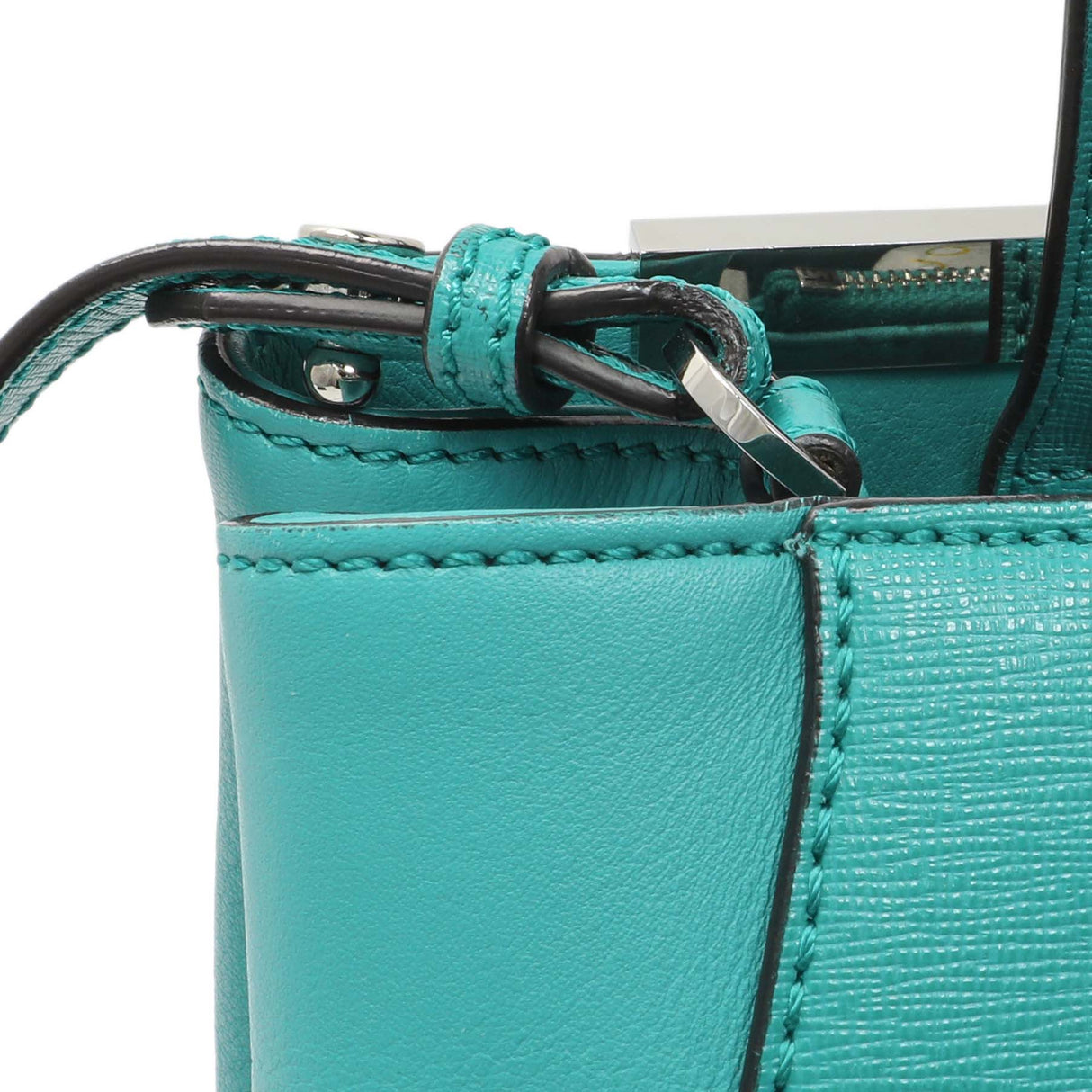 Fendi Teal Vitello Elite Petite 2Jours Tote Handbags Fendi