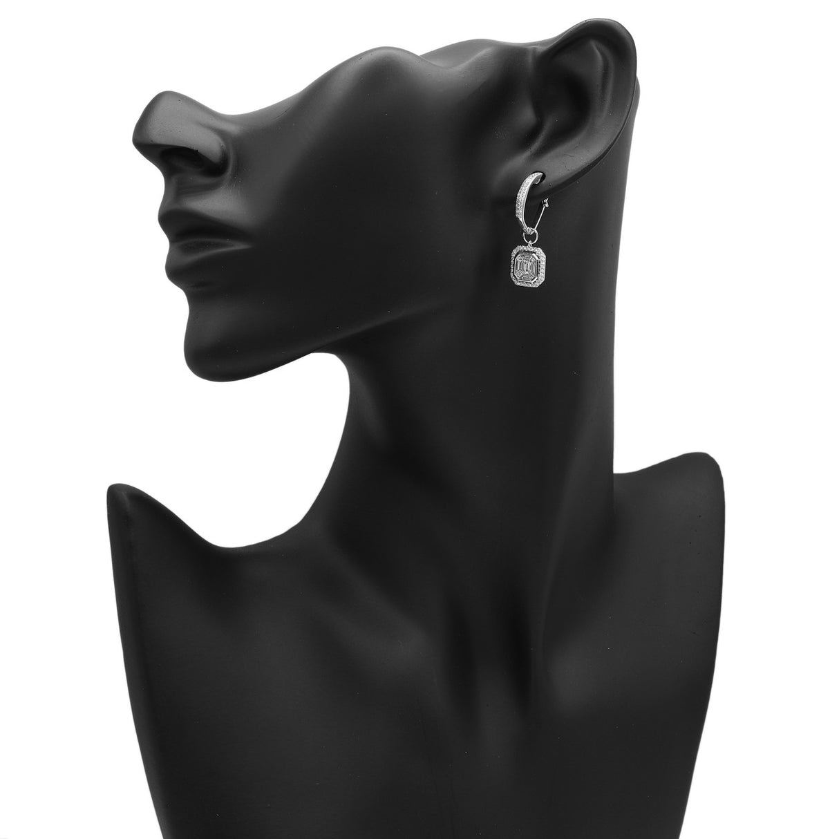 14K White Gold 2.00 Carat Diamond Drop Earrings Modaselle