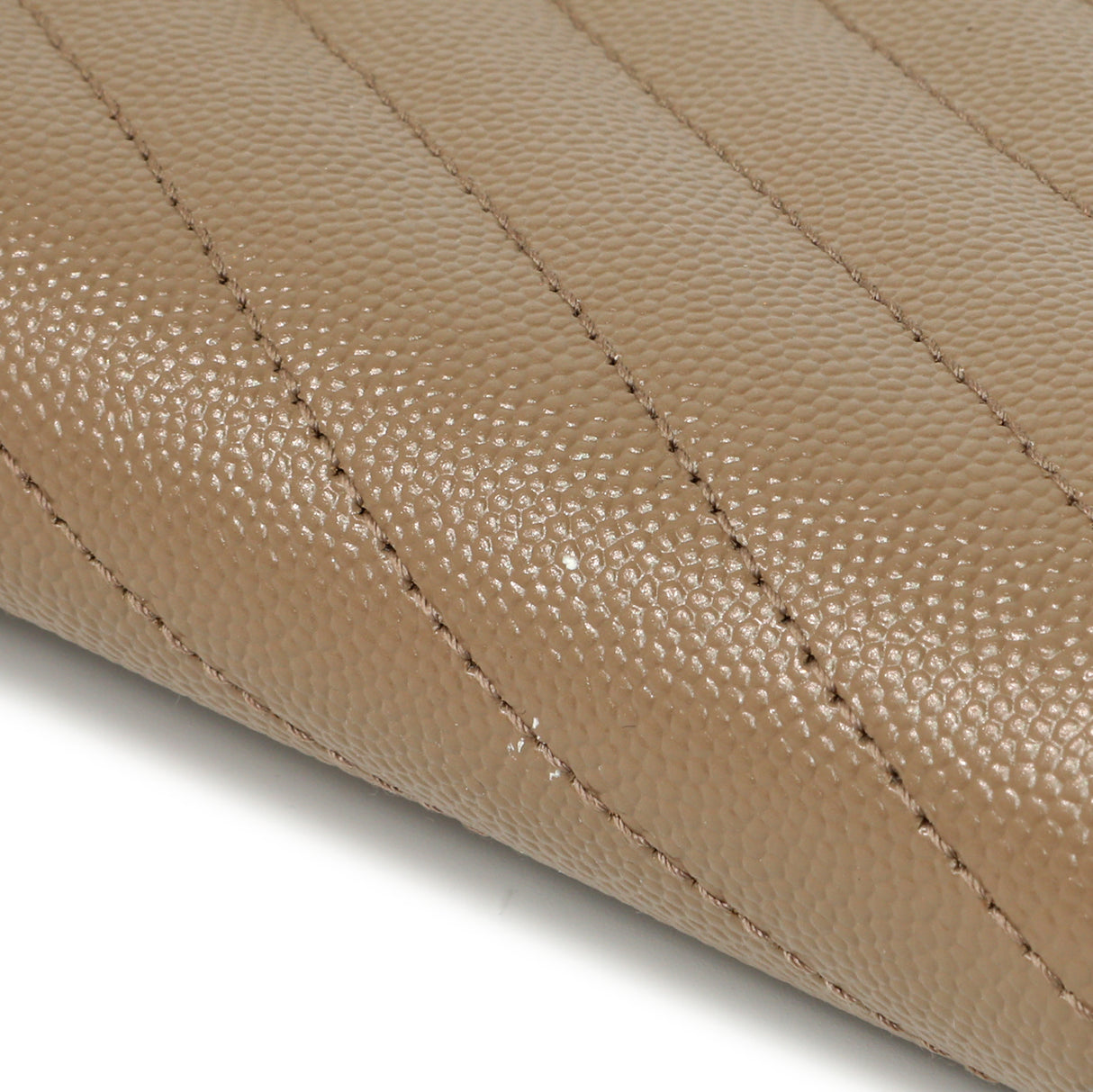 Saint Laurent Dark Beige Grain De Poudre Matelasse Chevron Monogram Cassandre Flap Pouch Handbags Saint Laurent