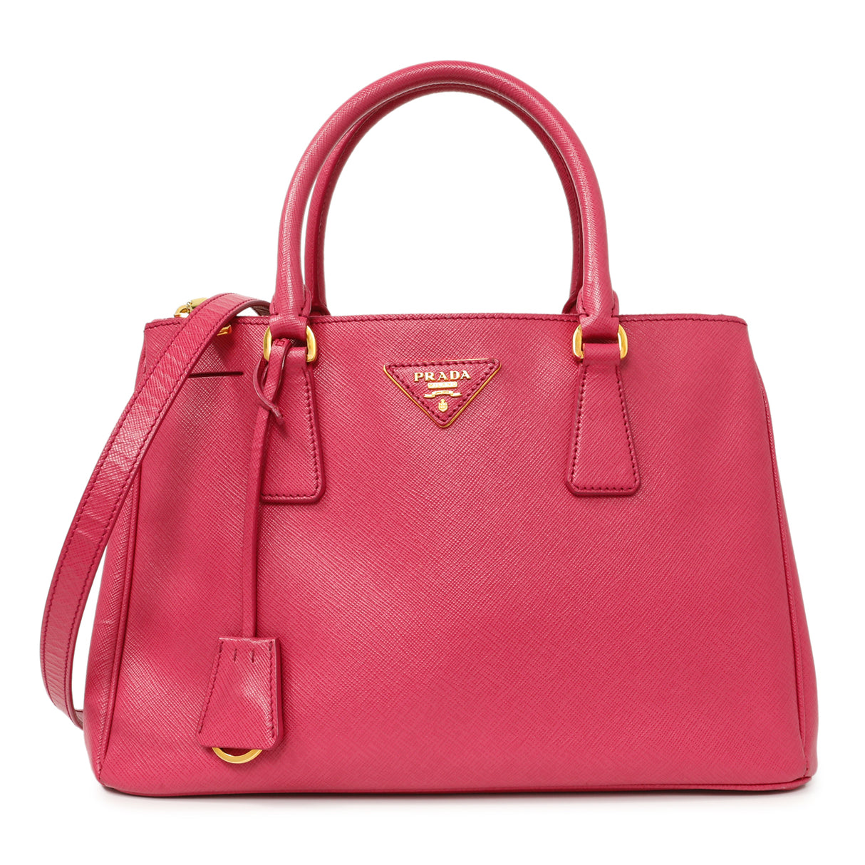 Prada Pink Saffiano Small Galleria Double Zip Tote Handbags Prada