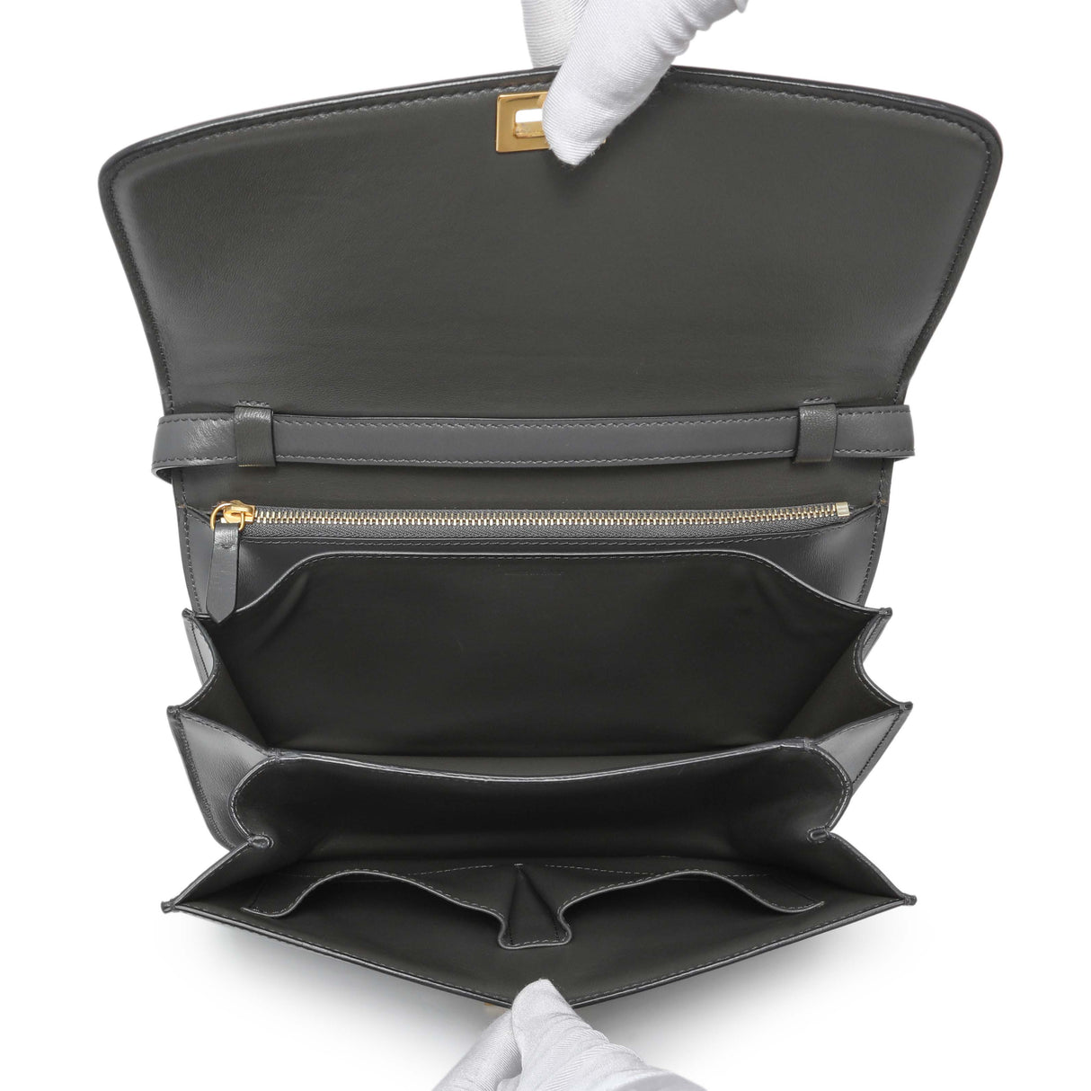 Celine Grey Smooth Calfskin Medium Classic Box Flap Handbags Celine