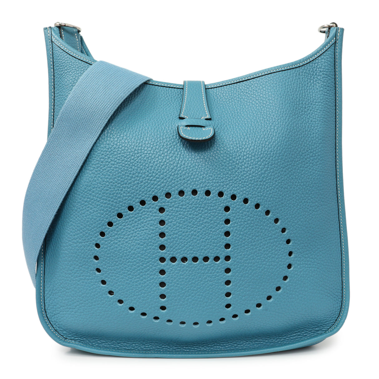 Hermes Blue Jean Clemence Evelyne II GM Handbags Hermes