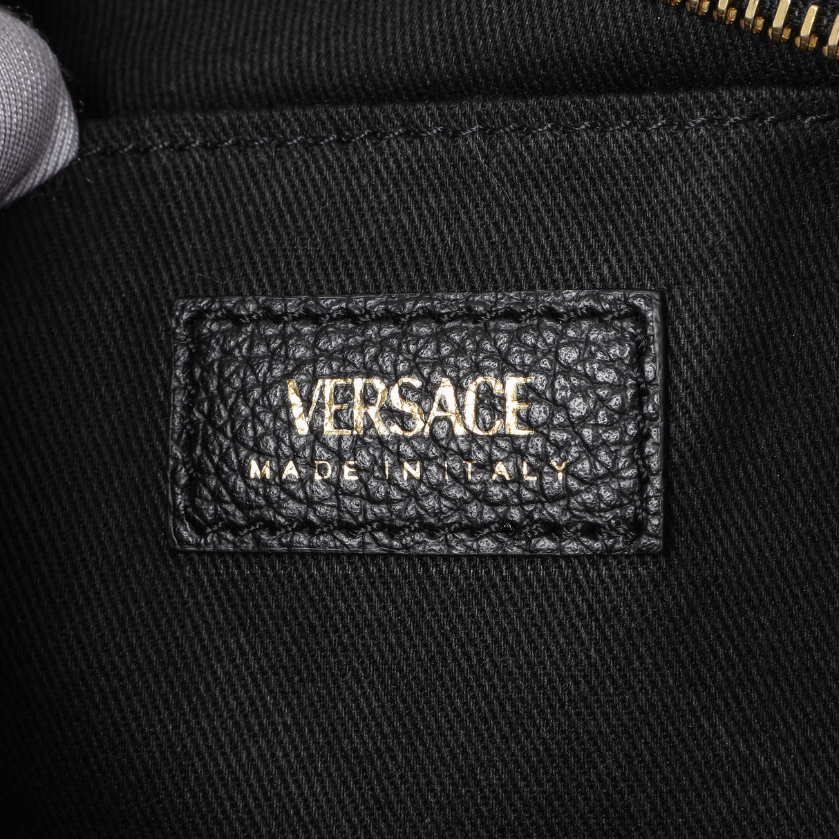 Versace Black Grained Calfskin Virtus Small Bowling Bag Handbags Versace