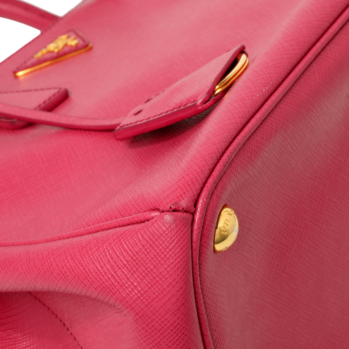 Prada Pink Saffiano Small Galleria Double Zip Tote Handbags Prada